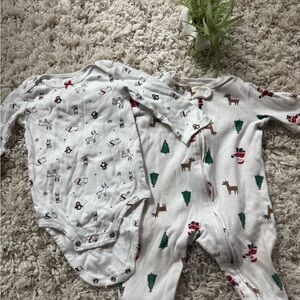 Carter's White One Piece Bodysuits with Floral and Cartoon Patterns